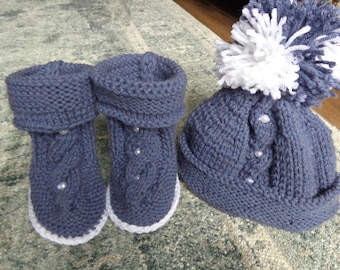 hand-made booties and hat set