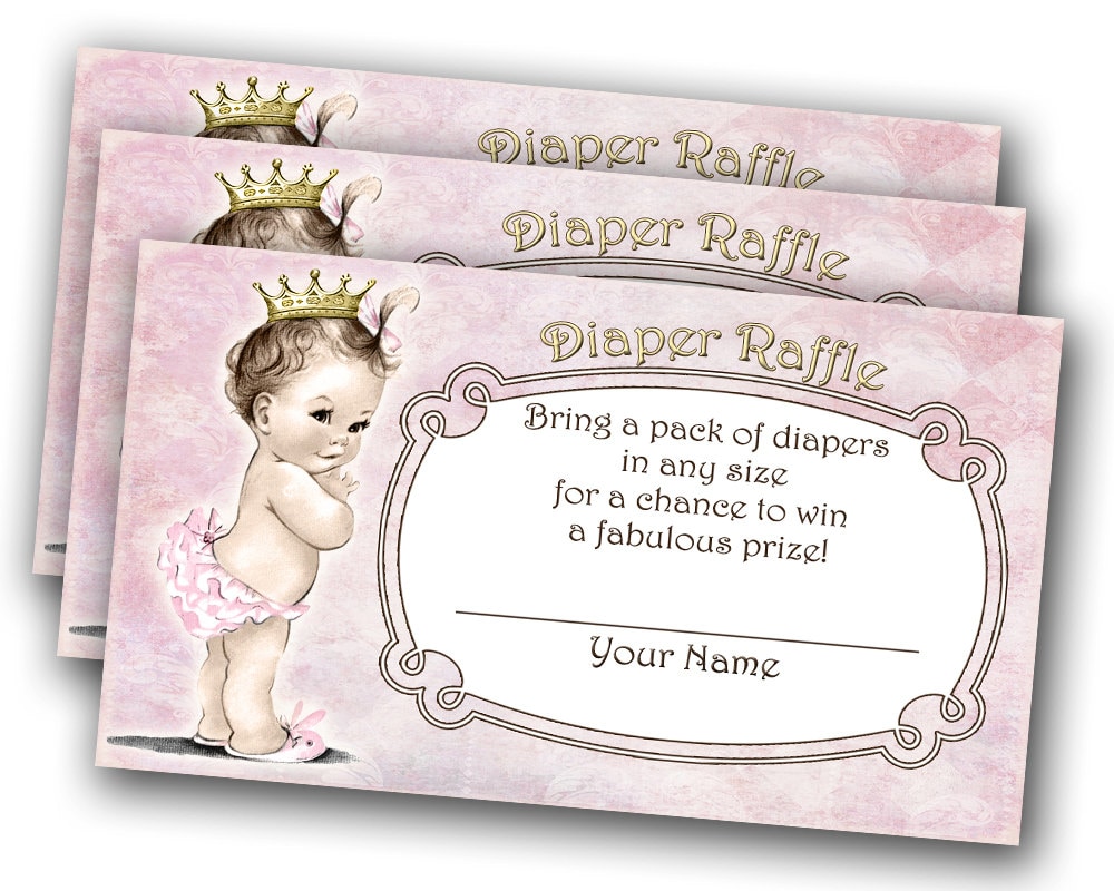 diaper raffle tickets vintage baby shower for girl princess