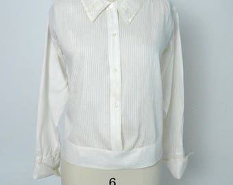 Vintage 1920s Blouse Antique Teens 1910s Cotton Shirt Size Medium Large