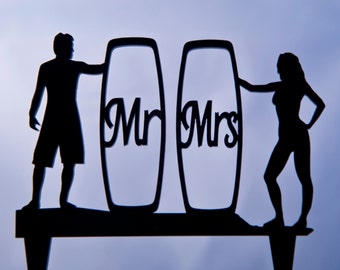 Wake Boards Mr. & Mrs. wedding cake topper - snowboard cake topper - snowboard wedding cake topper - Mr. and Mrs. wedding cake topper