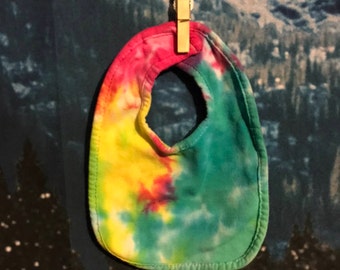 rainbow tie dye baby bib