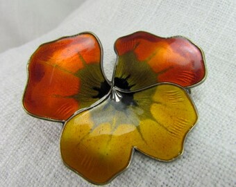 Vintage David Andersen Enamel Pansy Brooch