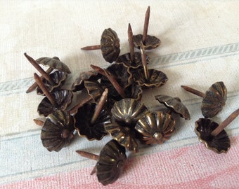 20 Vintage Upholstery Tacks, Reclaimed Tacks, Salvaged Hardware, Rusty Crusty, Shabby Chic Tacks, Salvaged Hardware