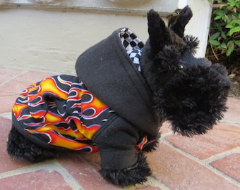 Retro Flame Hoodie for Dog or Cat XSmall-Medium by Cozy Pawz