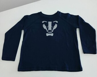 Silver Badger hand printed Long sleeve Top 4 to 5 years.