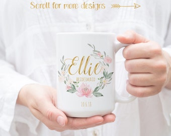 Personalized Bridesmaid Mugs, Custom Bridesmaid Mugs, Custom Maid Of Honor Mug, Custom Bridal Party Mug, Maid of Honor Mug