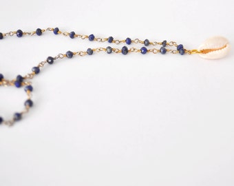 Rosary necklace / lapis lazuli / shell - THARIA