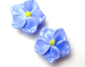 Forget Me Not Beads, handmade artisan lampwork glass in periwinkle blue, mother's day gift