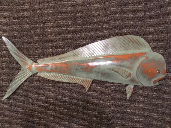 Mahi Mahi 36in Metal Fish Wall sculpture Beach Tropical Coastal Art