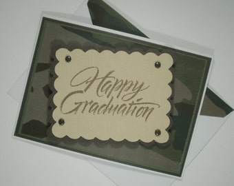 Camouflage Graduation Card, Camo Graduation, Graduation Card, High School Graduation Card, Handmade Graduation Card, Camouflage, Camo