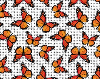 Patrick Lose Fabrics - Flower Power - Monarch Butterflies - Orange - Fabric by the Yard 65122B770715