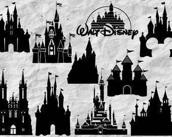 10 Disney Castle Silhouettes | Disney Castle SVG cut files | Disney Castles printable | digital files | vectors | prints | instant download