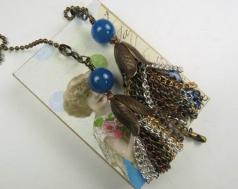 Chain Pull Pair with Tassle and Gemstone Bead Accent