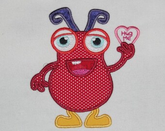 Hug Me Valentine Little Monster Applique Design