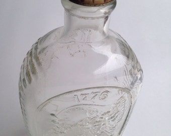 Vintage Log Cabin Syrup Glass Bottle with screw top 1776 revolution ~ Pink Room ~ 161224