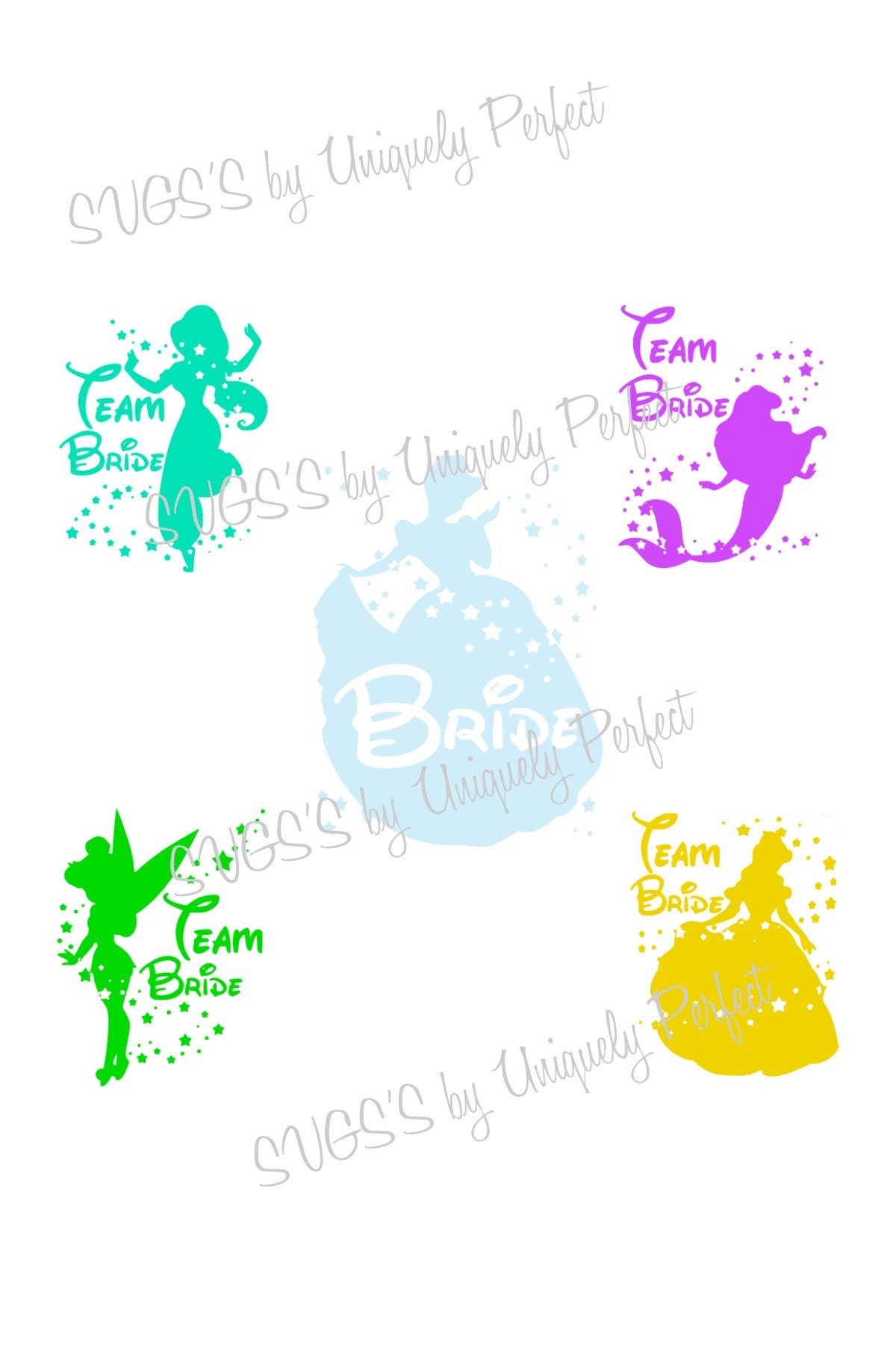 Download Disney princess bride tribe wedding party cutting file svg png
