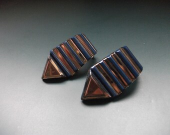 Vintage Modernist Signed Sambijoux Clip On Earrings