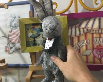 10 inch Artist Handmade Plush Teddy Bunny Timofey by Sasha Pokrass