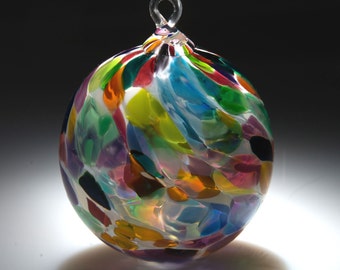 Ornament. Sun catcher. Hand Blown Fine Art Glass in White Magic. Made in Seattle. Artist Dehanna Jones.