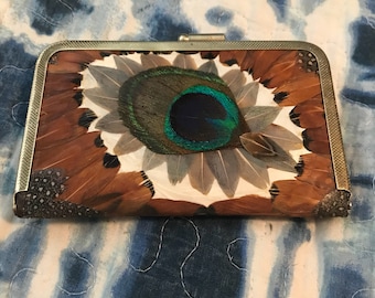 Beautiful Handmade Feather Coin Purse