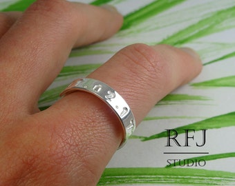 Custom Date Ring, Sterling Silver Medium Size Personalized Number Ring, Birthday Ring, Bible RIng, Numerology Ring, Code Ring, Digital Ring