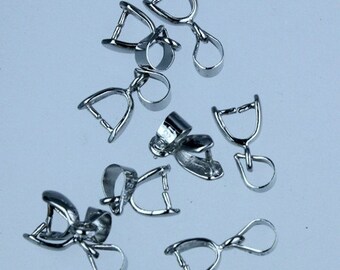 20 pcs of Rhodium plated on Brass Pinch Ice Pick Bails Pendant Clasp - 15mm