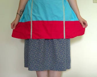 Blue and Red Half Apron