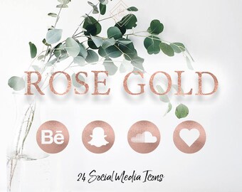 Rose Gold Social Media Icons - Rose Gold Icons - Rose Gold Social Icons - Blog Icons - Blogger Icons - Website Icons - Web Icons - Blogging