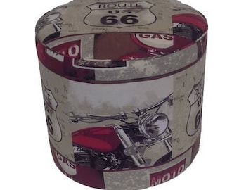 American fabric pouf route 66 motorcycle 1304