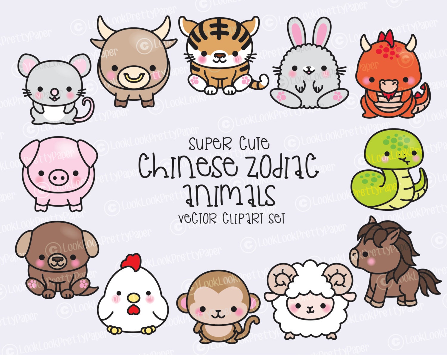 Premium Vector Clipart Kawaii Chinese Zodiac Clipart