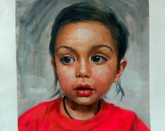 hand painted commission portrait oil painting , paint from digital photos/images , portrait custom painting