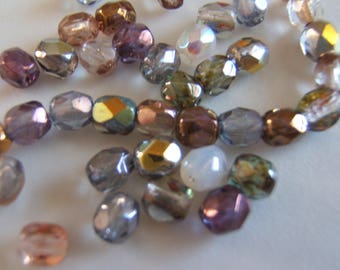 50 - Faceted 5mm Autumn Sparkle Mix Czech Glass Beads