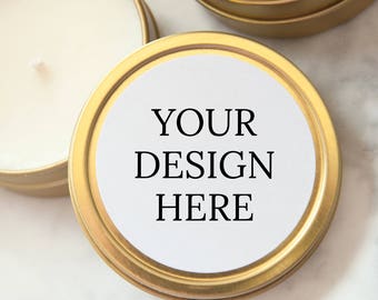 YOUR DESIGN HERE Wedding Favors, Gold Tin Custom Personalized Candles, Candle Wedding Favors, Mini Soy Candles, Shower, Party Favors