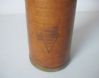 Antique vintage Leather industrial Spool by American paper tube company