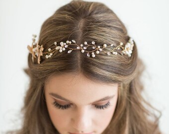Wedding Hair Vine, Bridal Headpiece, Bridal Hair Accessory, Pearl Crystal Hair Vine, Bridal Headband