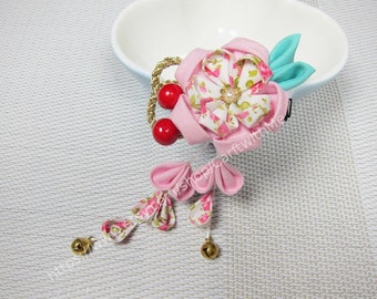 DIY Kit Japanese Tsumami Kanzashi Flower Hair Clip / Kimono Accessories / Fabric Flower / Geisha #101
