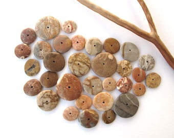 Beach Stone Jewelry Beads Donut Rocks Mediterranean Centre Drilled Natural Stones River Stones Pairs Small WONDER DONUTS 12-23 mm