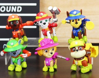 CAKE TOPPER - Paw Patrol 6 Figure Set Custom Wedding Birthday Party Decor DIY Cupcakes Figurines