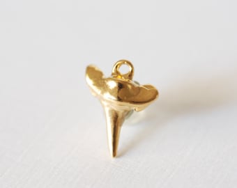 Shiny Vermeil Gold Shark Tooth Charm- 18k gold plated over Sterling Silver, Gold Shark Tooth, Tiny Gold Shark Teeth Tooth, Beach Charms