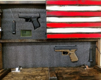 Hidden gun storage Dual Compartment Small American Flag