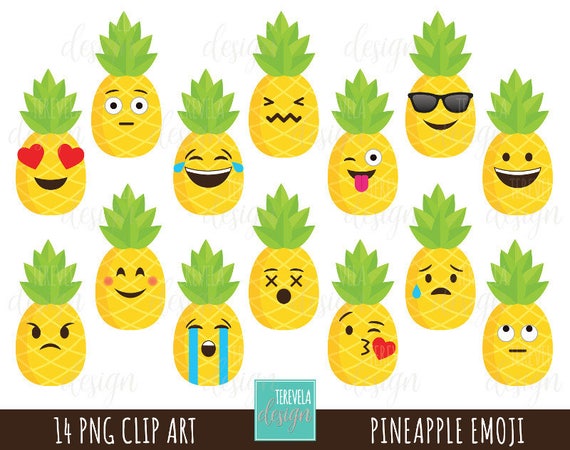 50% SALE Pineapple clipart, emoji clipart, commercial use ...