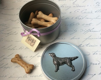 Flat Coated retriever treat tin with biscuits Gifts for dog lovers Gift for Flattie owner Gifts for men gun dog owner gifts for Flatties dog