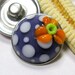 SMAUGGS handmade lampwork bead popper snap, glass, purple, white, orange, 18mm