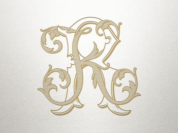 Ornate Monogram Design KR RK Ornate Monogram Antique