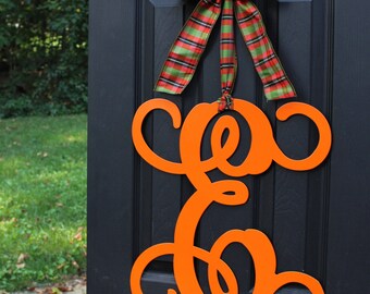 Monogram Wreath - Fall Wreath - Halloween Decoration - Couples Gift