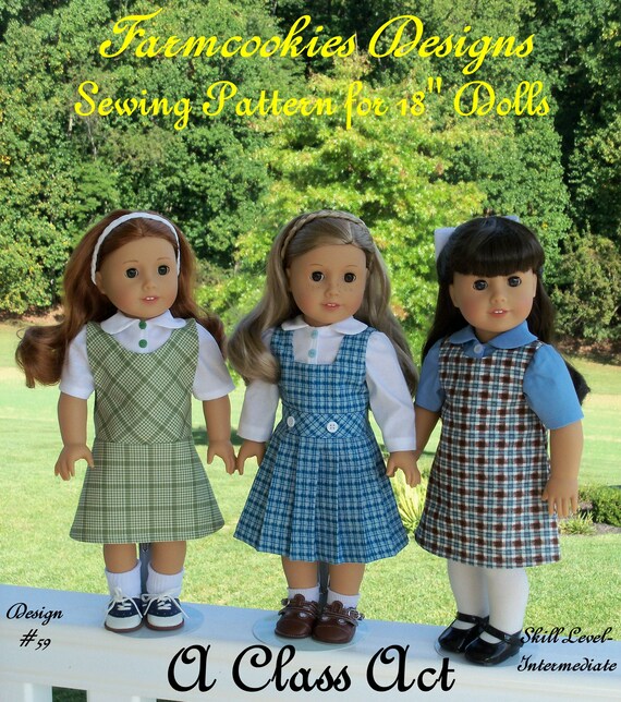 18" Size / PRiNTED Sewing Pattern: A CLASS ACT /School Uniform Pattern Fits American Girl ® or Other 18" Dolls