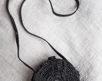 Black Rattan Roundie Bag