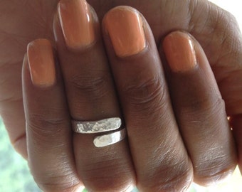 Silver Hammered Midi Ring Pinky Ring UK Shop Birthday Gift Mothers Day Gift
