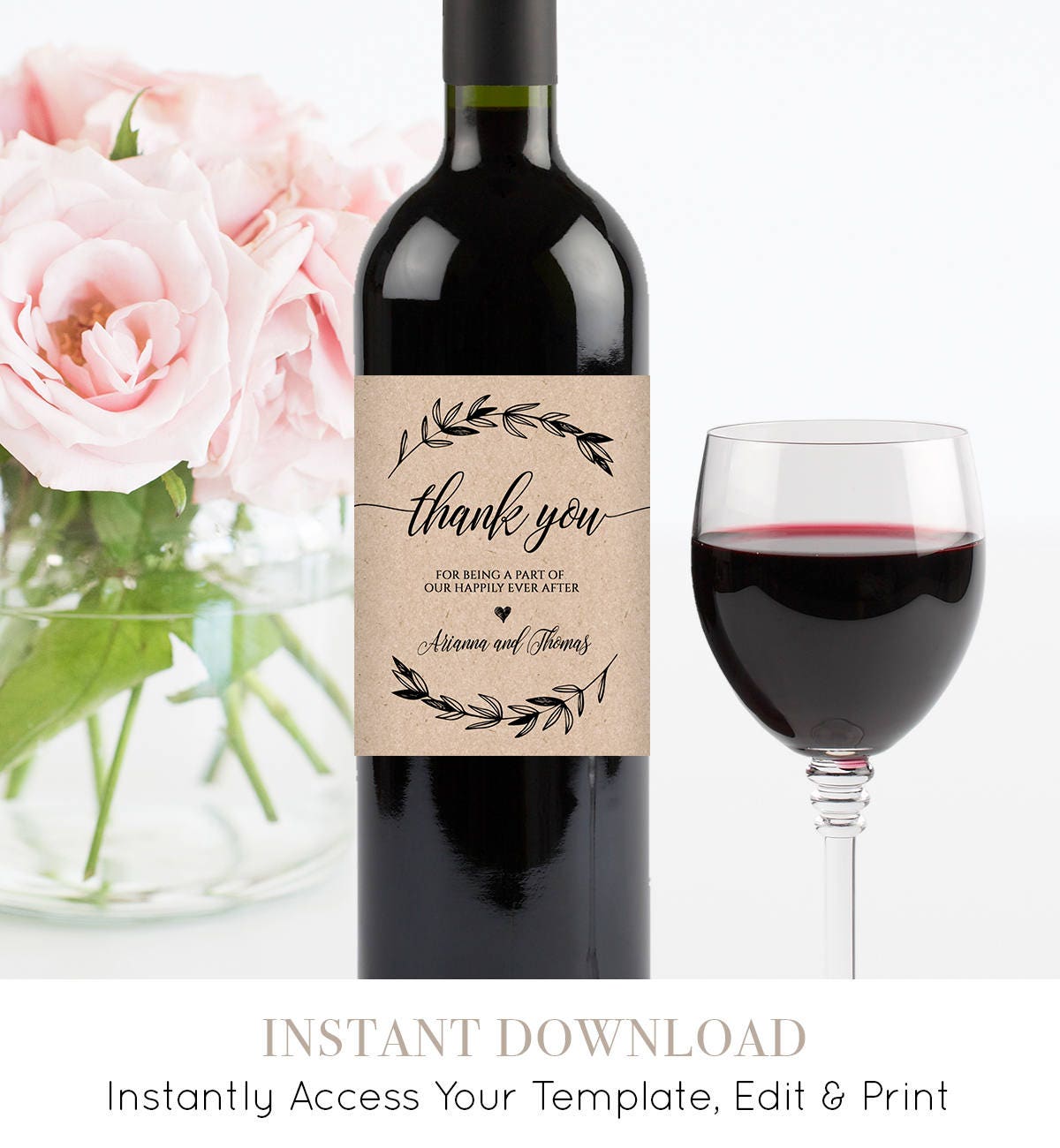 wedding wine bottle label printable wine label template 100