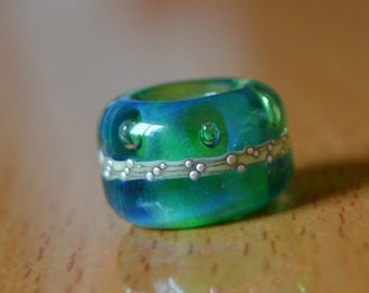 Unique Handmade Lampwork Glass European Charm Bead with Pure Silver - SRA - Fits all charm bracelets - Silver Core Options